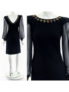 Jewel Knit Black Sexy Dress